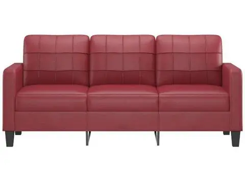 Canapea cu 3 locuri, roșu vin, 180 cm, piele ecologică - 3/5
