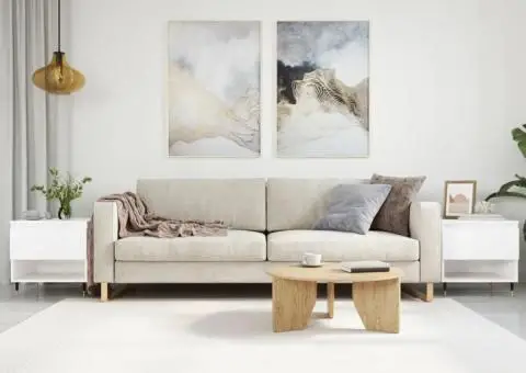 Măsuțe de cafea, 2 buc., alb, 50x46x50 cm, lemn compozit - 1/5