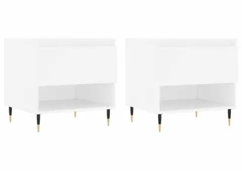Măsuțe de cafea, 2 buc., alb, 50x46x50 cm, lemn compozit - 2/5
