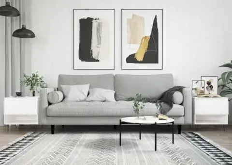 Măsuțe de cafea, 2 buc., alb, 50x46x50 cm, lemn compozit - 1/5