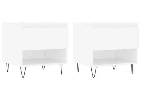 Măsuțe de cafea, 2 buc., alb, 50x46x50 cm, lemn compozit - 2/5