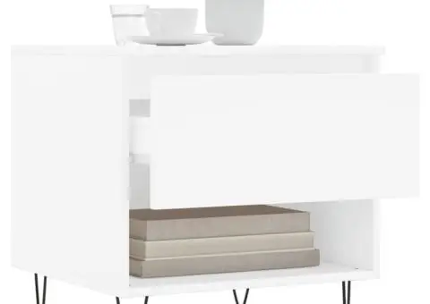 Măsuțe de cafea, 2 buc., alb, 50x46x50 cm, lemn compozit - 4/5