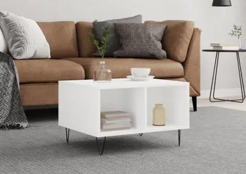 Măsuță de cafea, alb, 60x50x36,5 cm, lemn compozit - 1/5