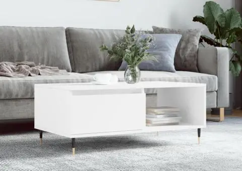 Măsuță de cafea, alb, 90x50x36,5 cm, lemn prelucrat - 1/5