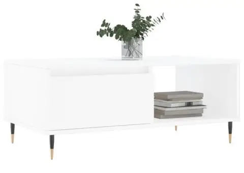 Măsuță de cafea, alb, 90x50x36,5 cm, lemn prelucrat - 3/5