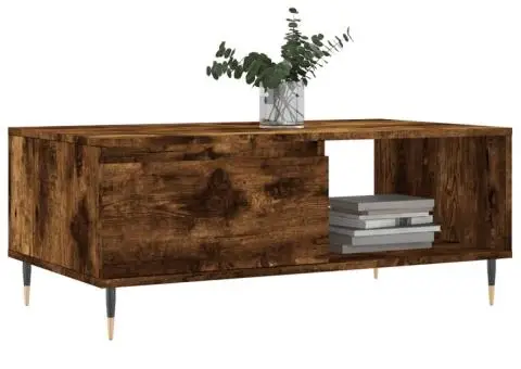 Măsuță de cafea, stejar fumuriu, 90x50x36,5 cm, lemn prelucrat - 3/5