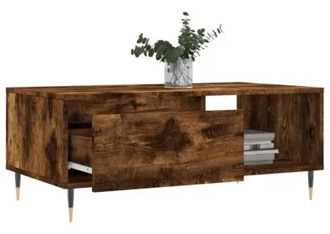 Măsuță de cafea, stejar fumuriu, 90x50x36,5 cm, lemn prelucrat - 4/5