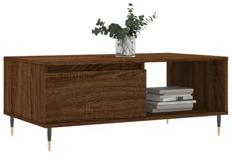 Măsuță de cafea, stejar maro, 90x50x36,5 cm, lemn prelucrat - 3/5