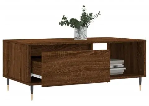 Măsuță de cafea, stejar maro, 90x50x36,5 cm, lemn prelucrat - 4/5