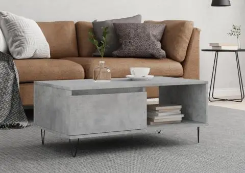 Măsuță de cafea, gri beton, 90x50x36,5 cm, lemn compozit - 1/5