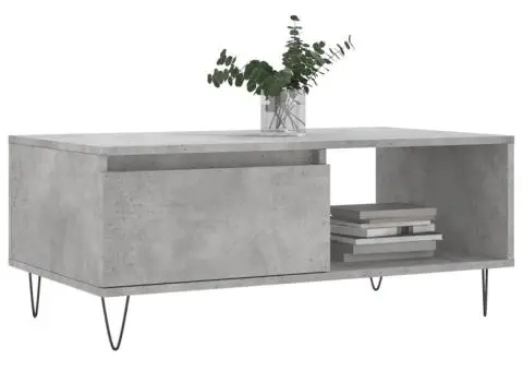 Măsuță de cafea, gri beton, 90x50x36,5 cm, lemn compozit - 3/5