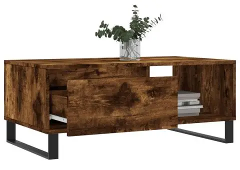 Măsuță de cafea, stejar fumuriu, 90x50x36,5 cm, lemn prelucrat - 4/5