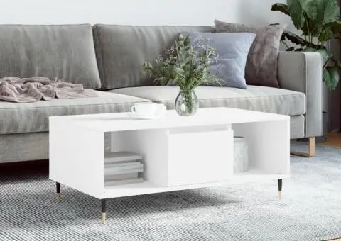 Măsuță de cafea, alb, 90x50x36,5 cm, lemn prelucrat - 1/5