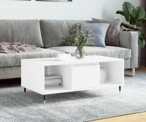 vidaXL Măsuță de cafea, alb, 90x50x36,5 cm, lemn prelucrat