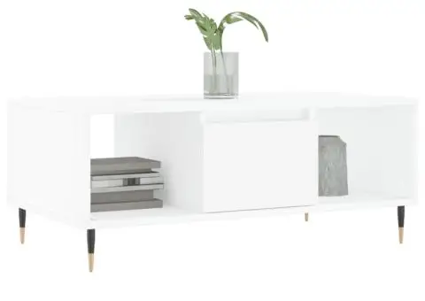 Măsuță de cafea, alb, 90x50x36,5 cm, lemn prelucrat - 3/5