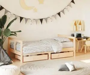 vidaXL Cadru de pat copii cu sertare, 80x160 cm, lemn masiv pin