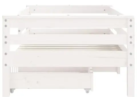 Cadru de pat copii cu sertare, alb, 70x140 cm, lemn masiv pin - 5/5