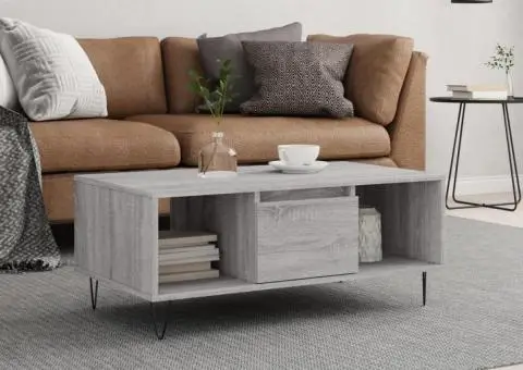 Măsuță de cafea, gri sonoma, 90x50x36,5 cm, lemn prelucrat - 1/5