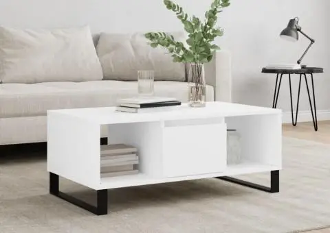 Măsuță de cafea, alb, 90x50x36,5 cm, lemn prelucrat - 1/5