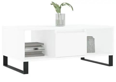 Măsuță de cafea, alb, 90x50x36,5 cm, lemn prelucrat - 3/5