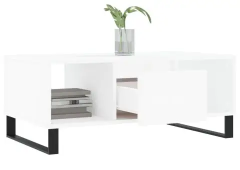 Măsuță de cafea, alb, 90x50x36,5 cm, lemn prelucrat - 4/5