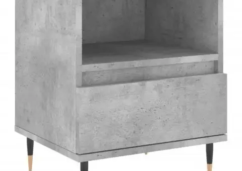 Noptieră, gri beton, 40x35x50 cm, lemn compozit - 2/5