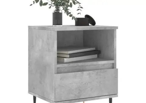 Noptieră, gri beton, 40x35x50 cm, lemn compozit - 3/5