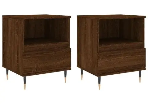 Noptiere, 2 buc., stejar maro, 40x35x50 cm, lemn compozit - 2/5