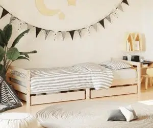 vidaXL Cadru pat copii cu sertare, 80x200 cm, lemn masiv de pin