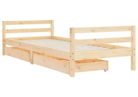 Cadru pat copii cu sertare, 80x200 cm, lemn masiv de pin - 3/5