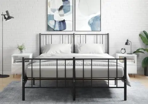 Noptiere, 2 buc., alb extralucios, 40x35x50 cm, lemn compozit - 1/5