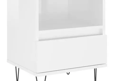 Noptiere, 2 buc., alb extralucios, 40x35x50 cm, lemn compozit - 5/5