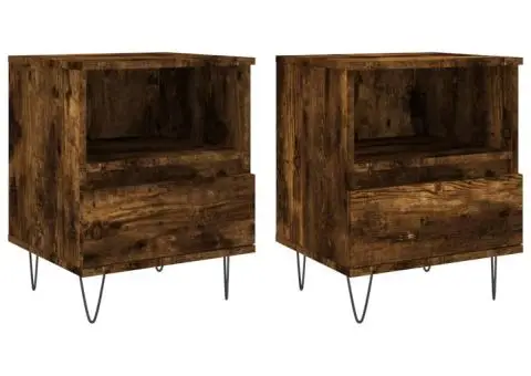 Noptiere, 2 buc., stejar fumuriu, 40x35x50 cm, lemn compozit - 2/5