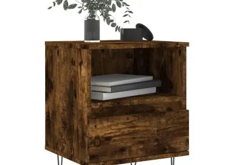 Noptiere, 2 buc., stejar fumuriu, 40x35x50 cm, lemn compozit - 3/5