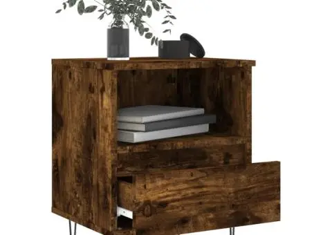 Noptiere, 2 buc., stejar fumuriu, 40x35x50 cm, lemn compozit - 4/5