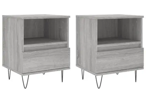 Noptiere, 2 buc., gri sonoma, 40x35x50 cm, lemn compozit - 2/5