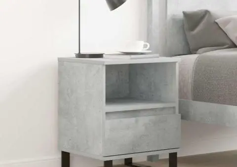 Noptieră, gri beton, 40x35x50 cm, lemn compozit - 1/5