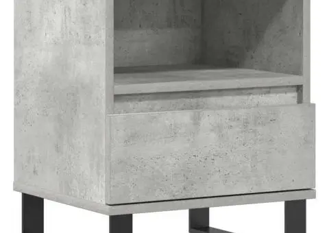 Noptieră, gri beton, 40x35x50 cm, lemn compozit - 2/5