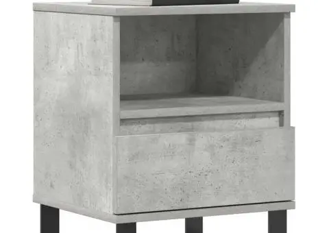 Noptieră, gri beton, 40x35x50 cm, lemn compozit - 3/5