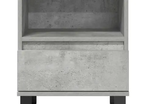 Noptieră, gri beton, 40x35x50 cm, lemn compozit - 4/5