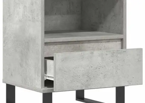 Noptieră, gri beton, 40x35x50 cm, lemn compozit - 5/5