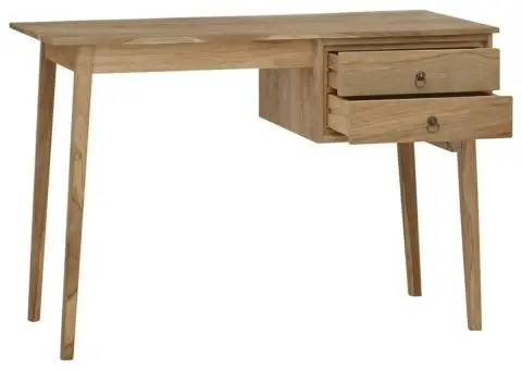 Birou cu 2 sertare, 110x52x75 cm, lemn masiv de tec - 3/5