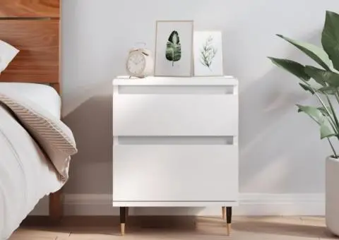 Noptieră, alb, 40x35x50 cm, lemn prelucrat - 1/5