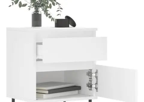 Noptieră, alb, 40x35x50 cm, lemn prelucrat - 3/5