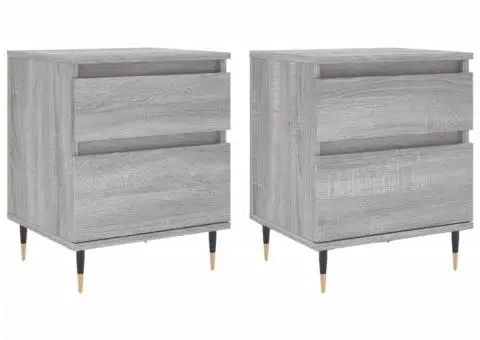 Noptiere, 2 buc., gri sonoma, 40x35x50 cm, lemn compozit - 2/5