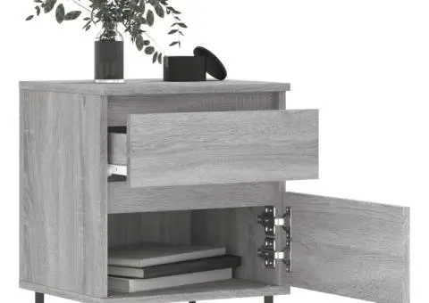 Noptiere, 2 buc., gri sonoma, 40x35x50 cm, lemn compozit - 4/5