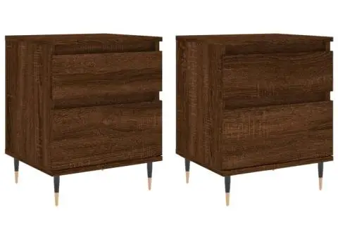 Noptiere, 2 buc., stejar maro, 40x35x50 cm, lemn compozit - 2/5