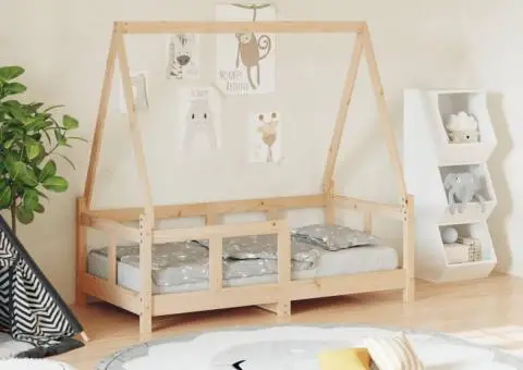 Cadru de pat pentru copii, 70x140 cm, lemn masiv de pin - 1/5