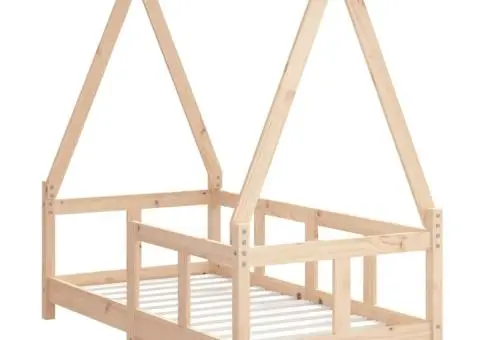 Cadru de pat pentru copii, 70x140 cm, lemn masiv de pin - 3/5