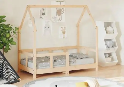 Cadru de pat pentru copii, 70x140 cm, lemn masiv de pin - 1/5